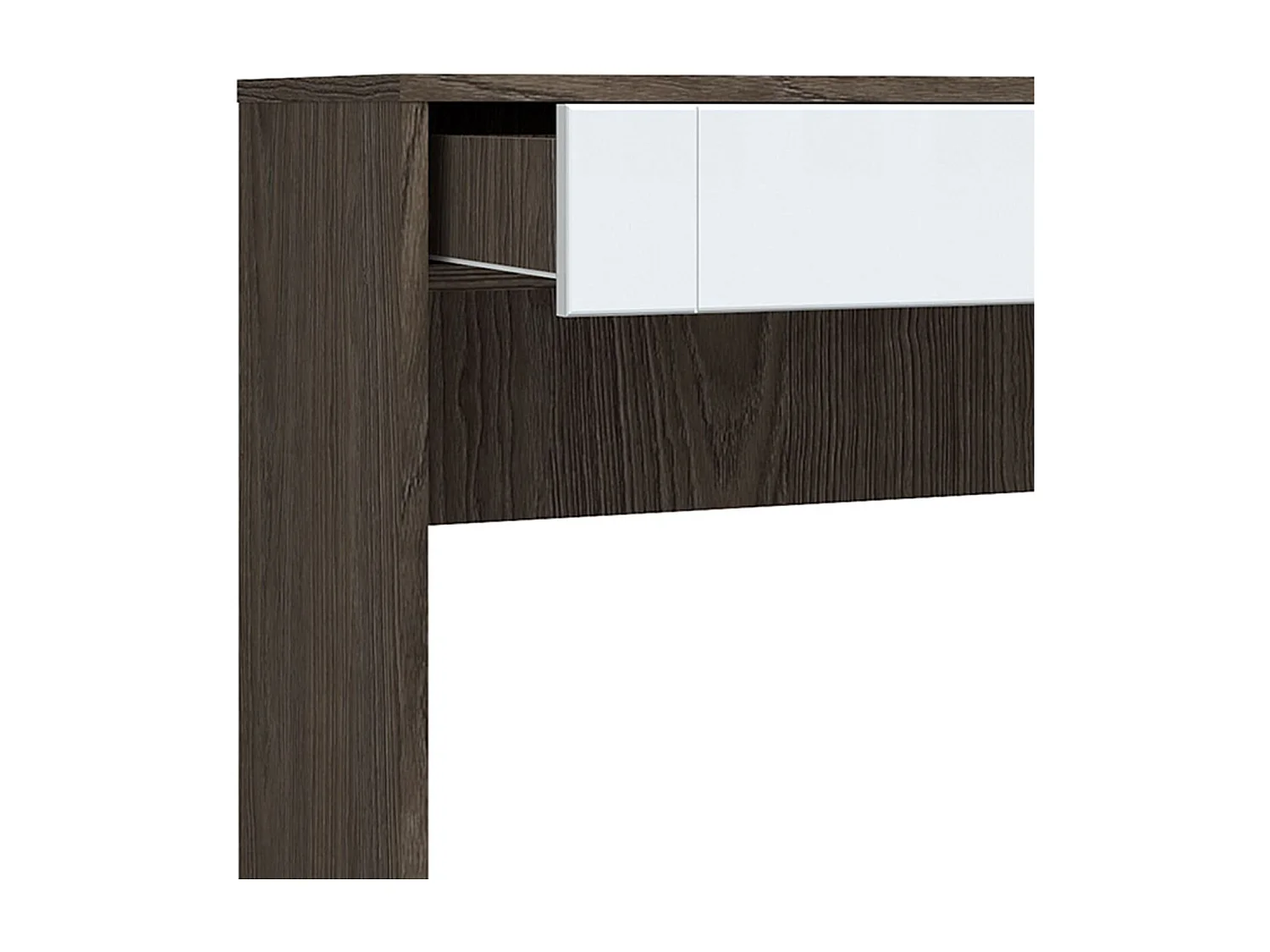 Console 1 tiroir Tenessil Chêne foncé et Blanc