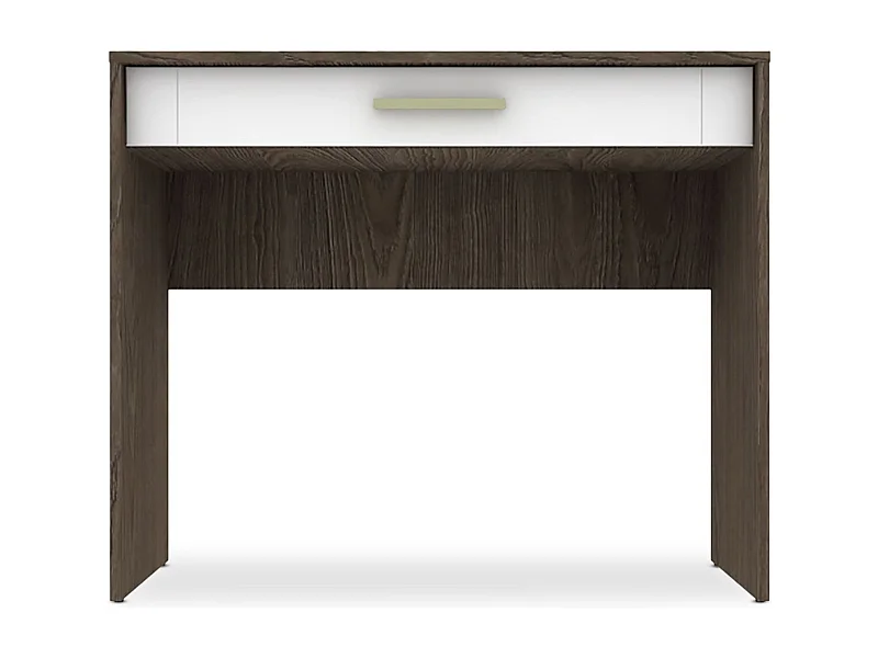 Console 1 Tiroir "Tenya" 90cm Chêne Foncé & Blanc