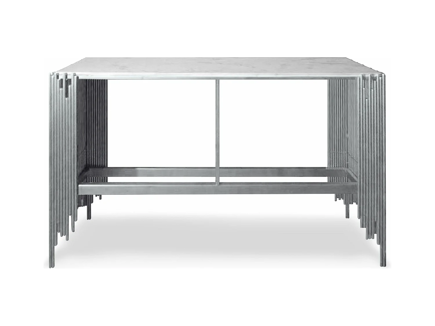 Consolle Falbala Marmo Bianco e Metallo Argento