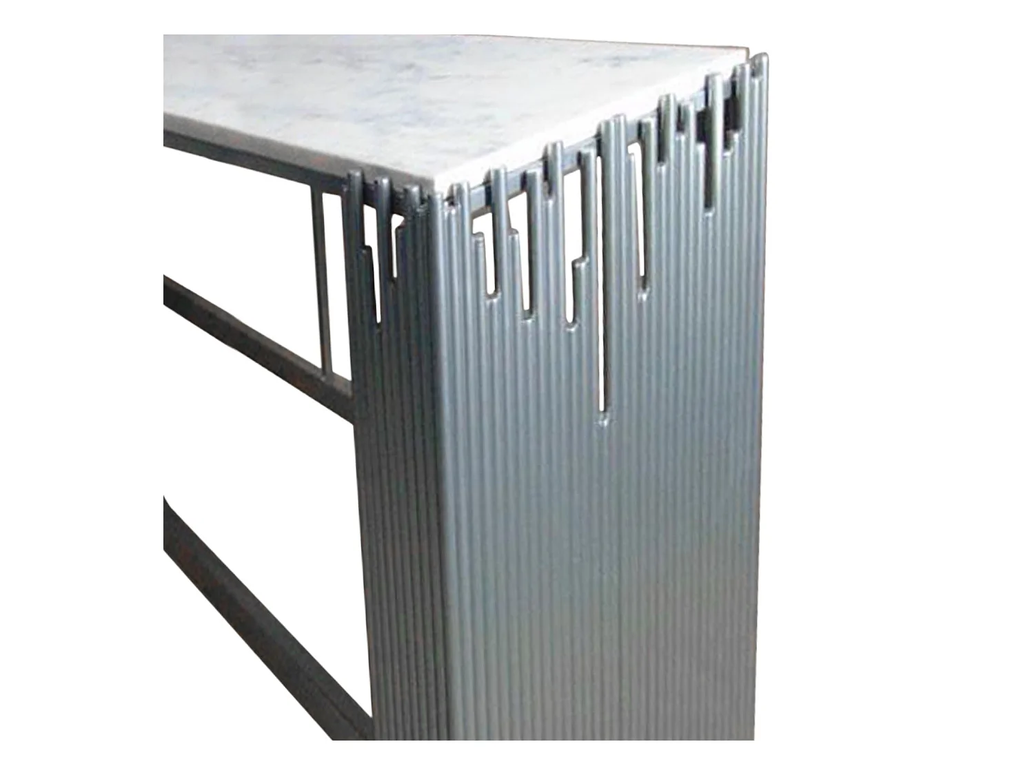 Consolle Falbala Marmo Bianco e Metallo Argento