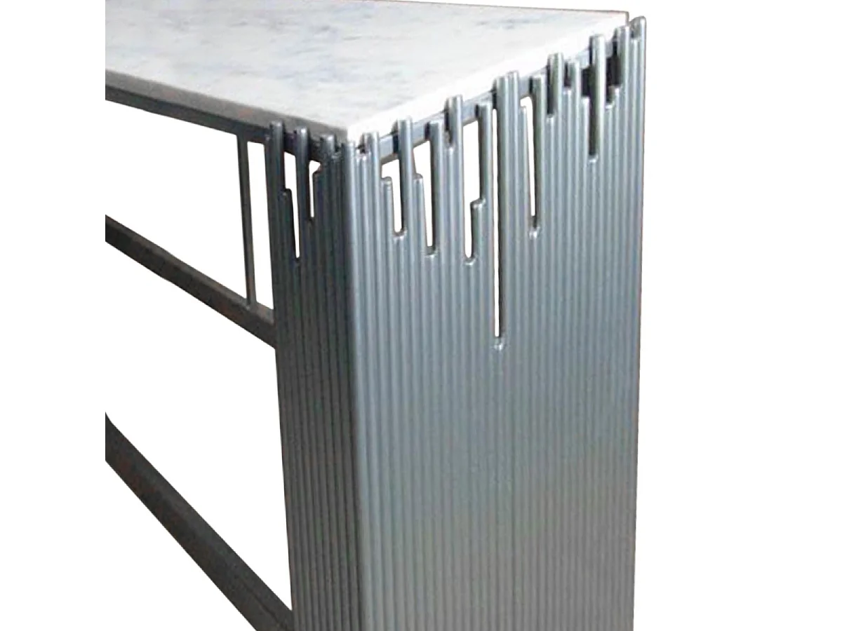 Console Design "Manala" 152cm Blanc & Argent
