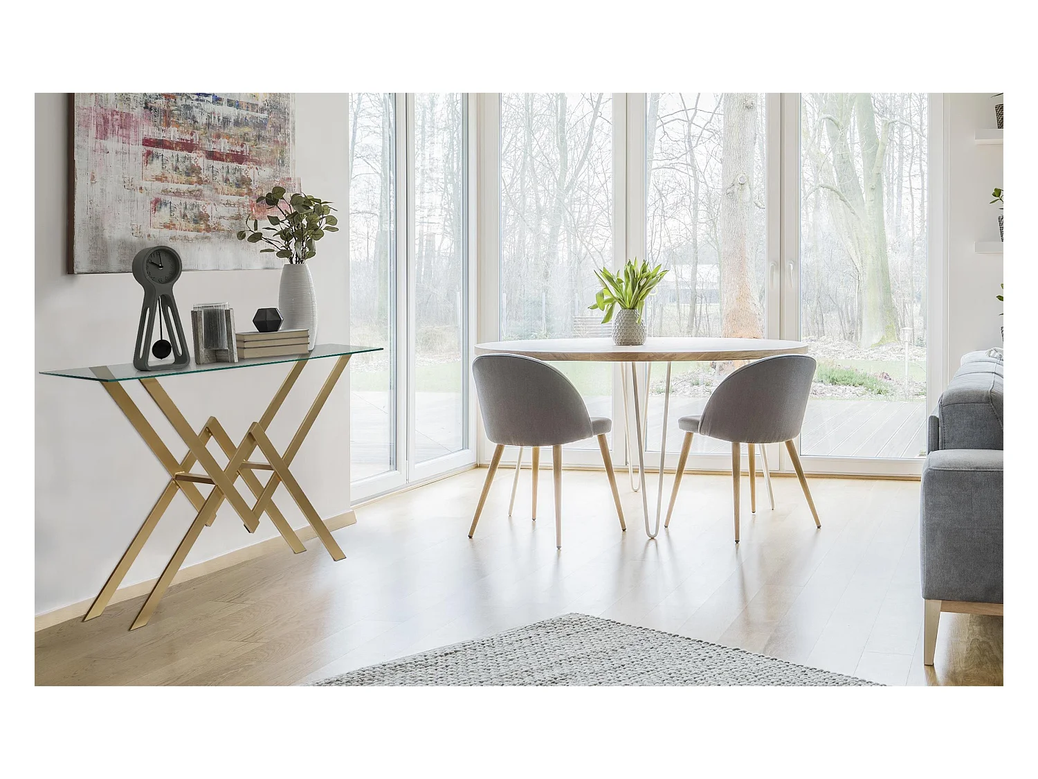 Consolle Murviel in Vetro e Gambe Oro