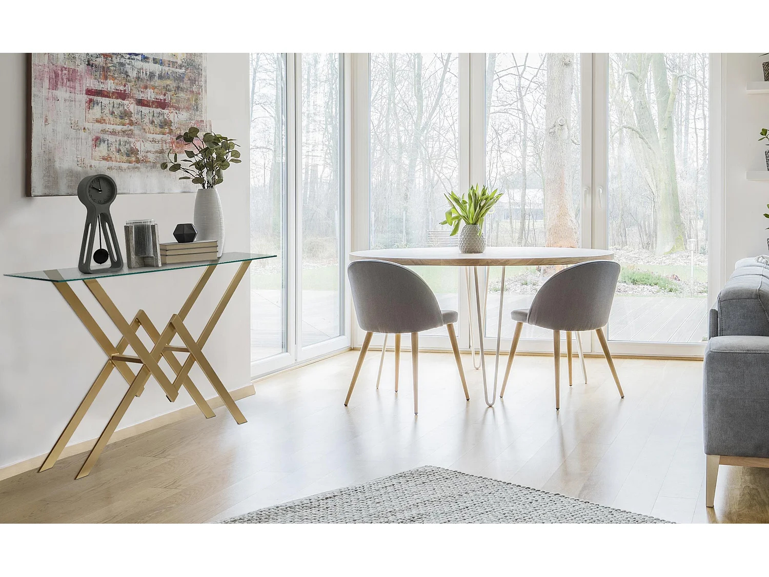 Console Design en Verre "Pixoma" 106cm Or