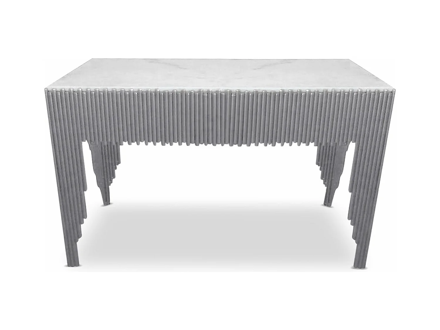 Console en Marbre "Zane" 106cm Blanc & Argent