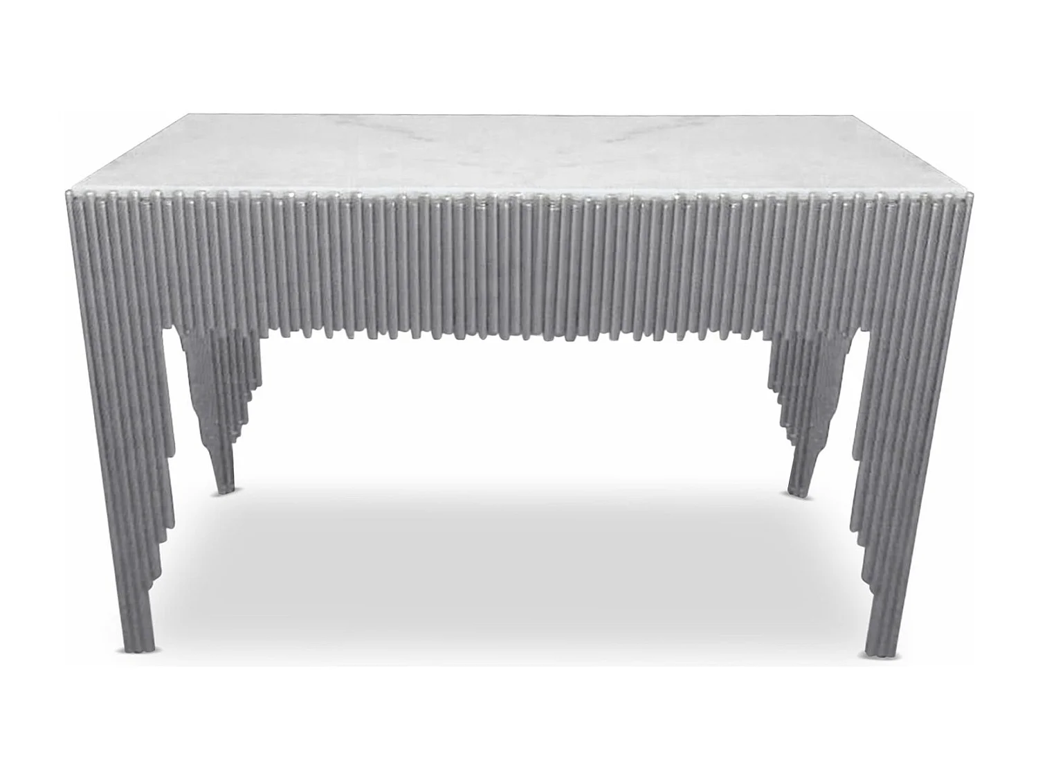 Console en Marbre "Zane" 106cm Blanc & Argent