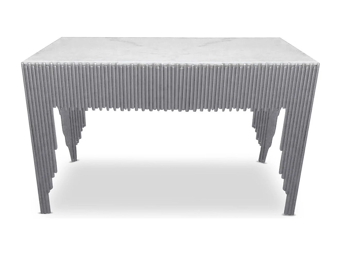 Console en Marbre "Zane" 106cm Blanc & Argent