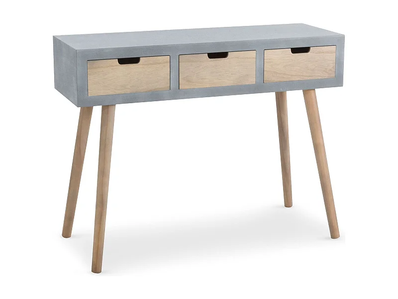 Console Scandinave 3 Tiroirs "Kim" 100cm Gris