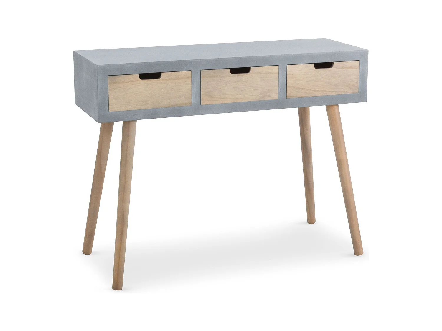 Console Scandinave 3 Tiroirs "Kim" 100cm Gris
