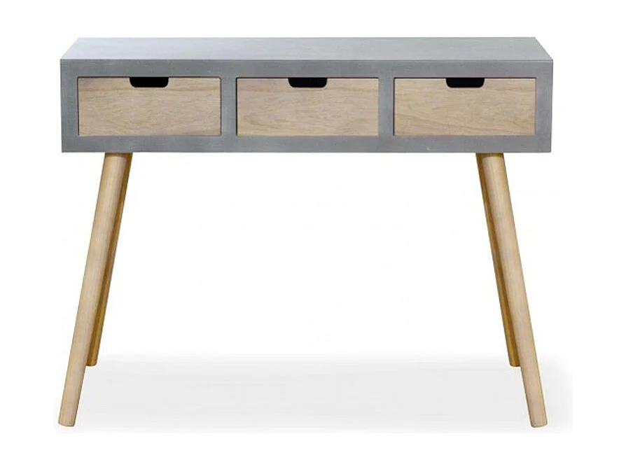 Console Scandinave 3 Tiroirs "Kim" 100cm Gris
