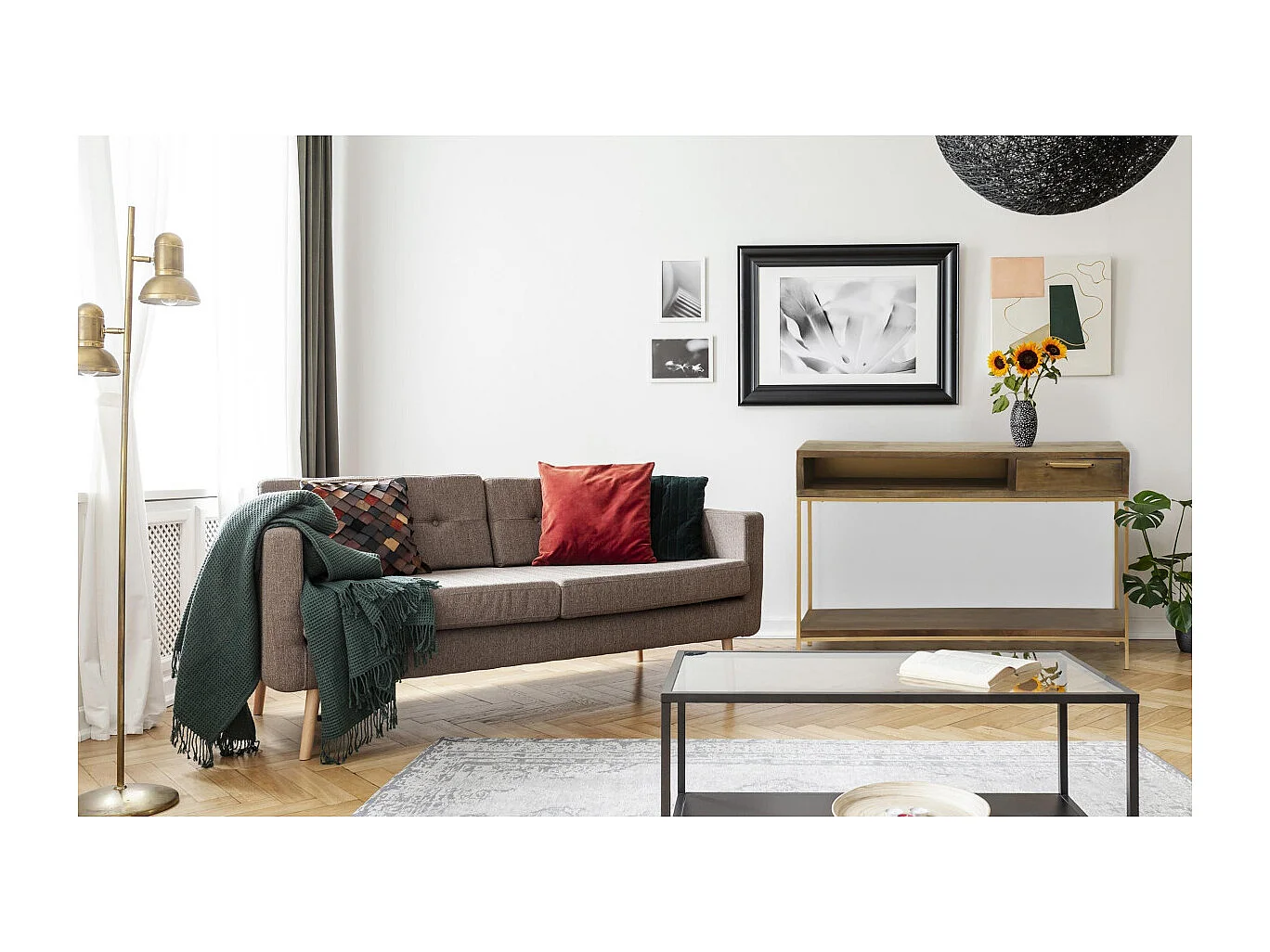 Console Design "Firmin" 120m Marron & Or