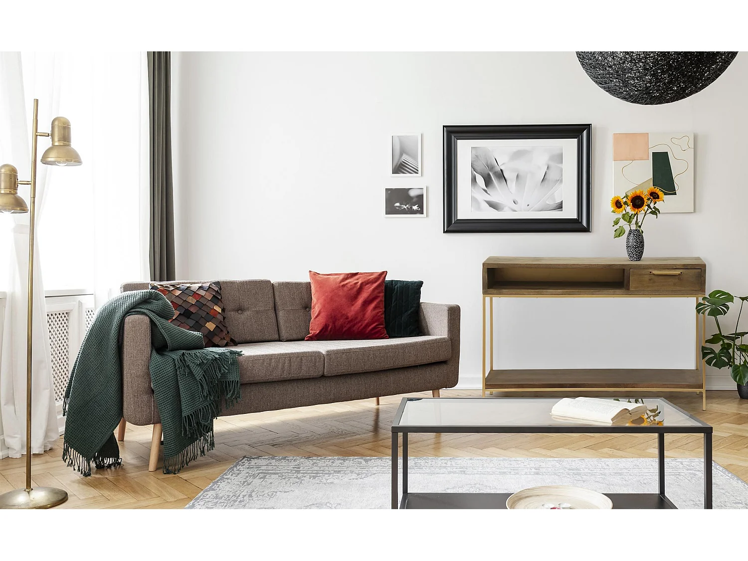 Console Design "Firmin" 120m Marron & Or