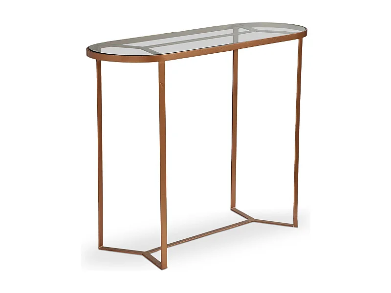 Console en Métal & Verre Design "Firmin" 100cm Cuivre