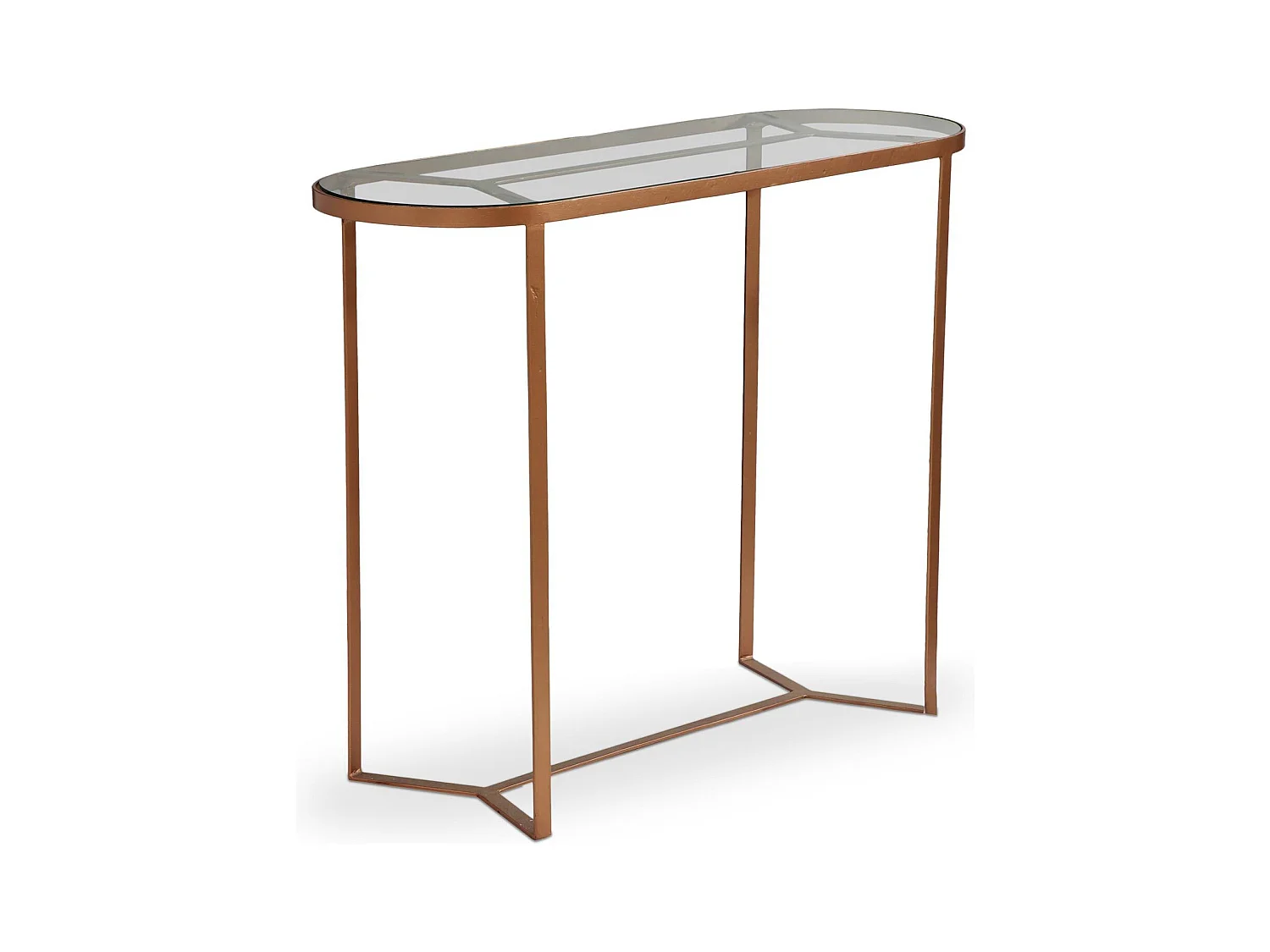 Console en Métal & Verre Design "Firmin" 100cm Cuivre