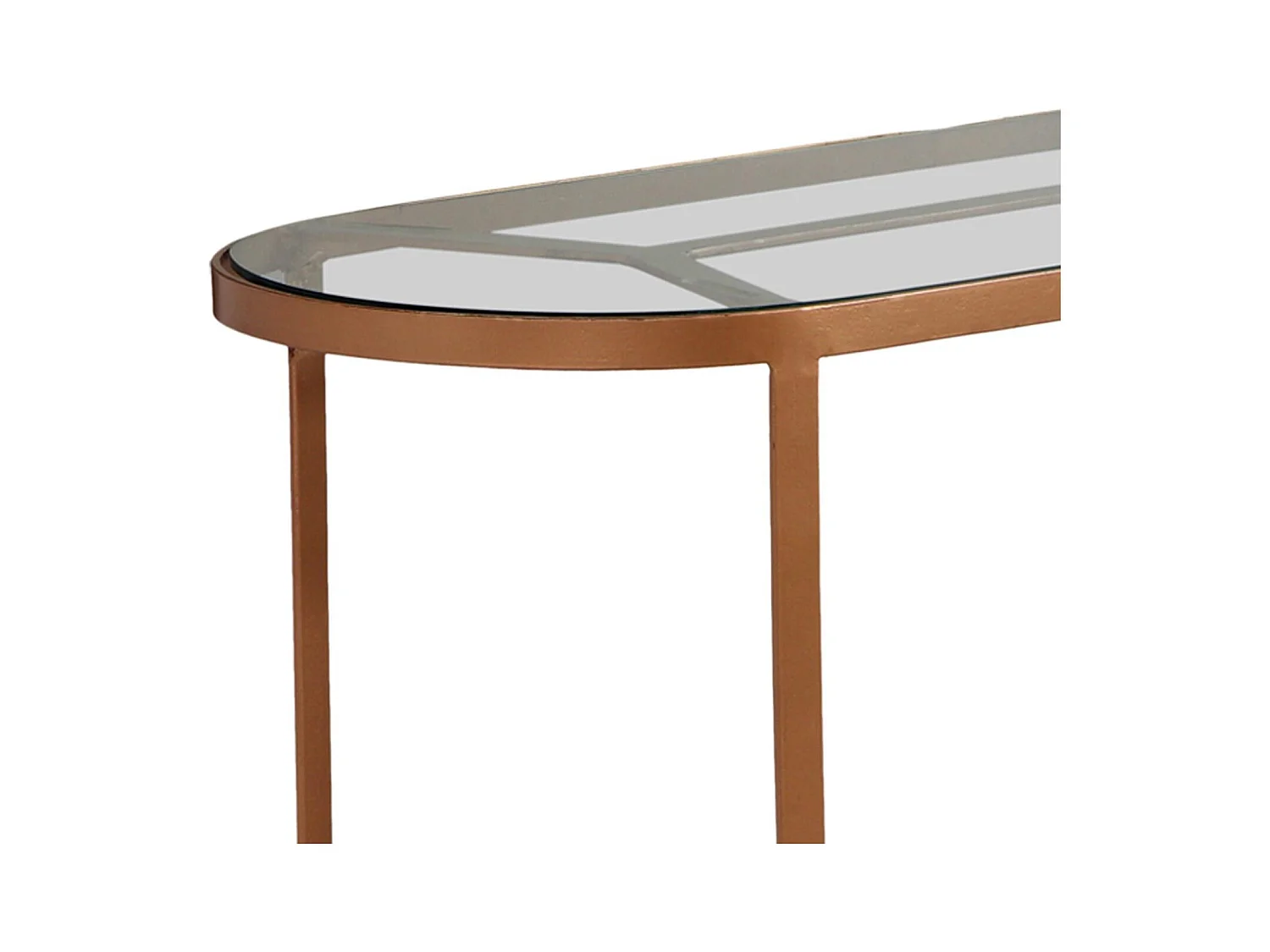 Console en Métal & Verre Design "Firmin" 100cm Cuivre