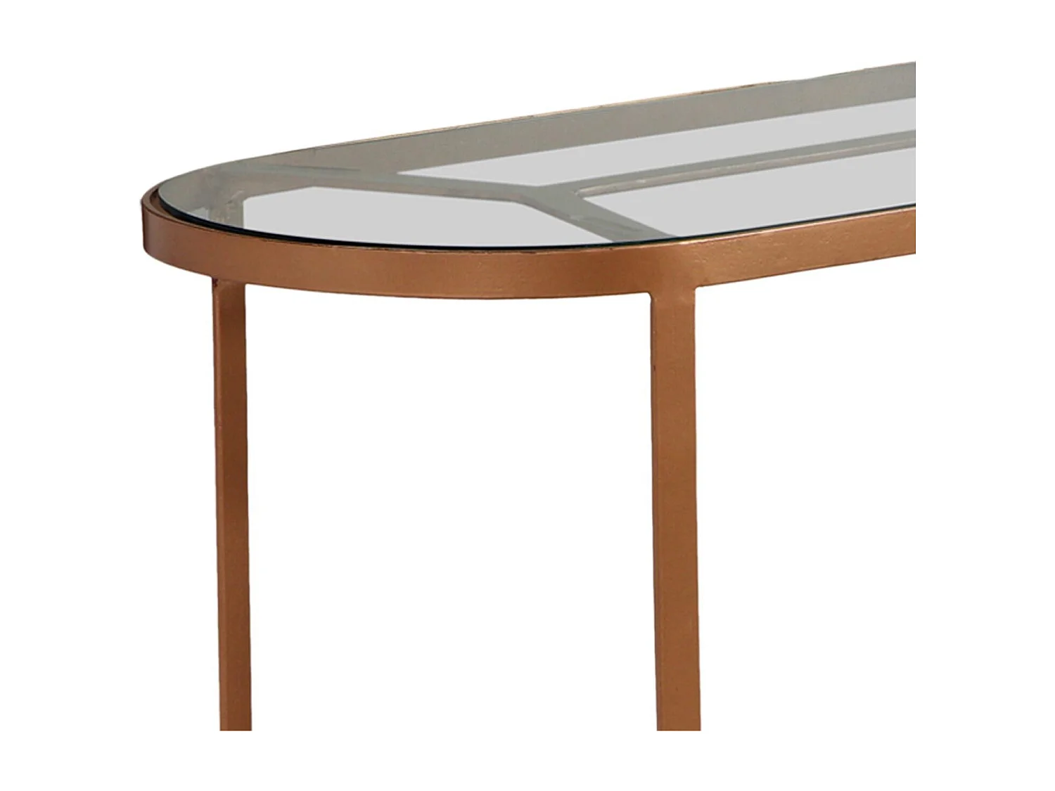 Console en Métal & Verre Design "Firmin" 100cm Cuivre