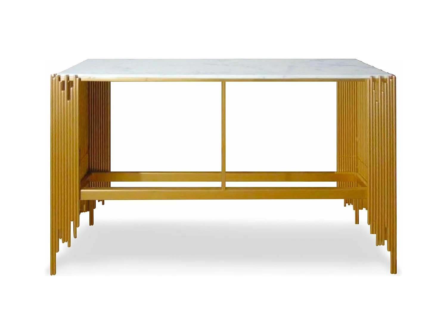 Console Design en Marbre "Albalo" 152cm Or & Blanc