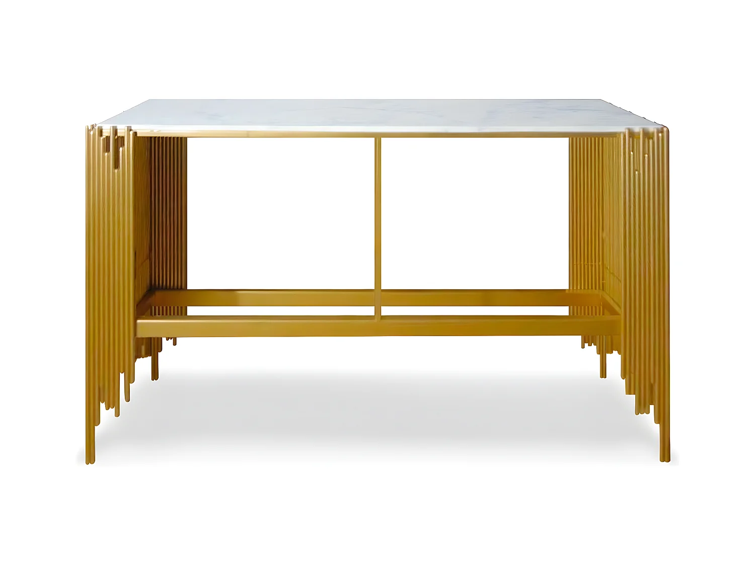 Console Design en Marbre "Albalo" 152cm Or & Blanc