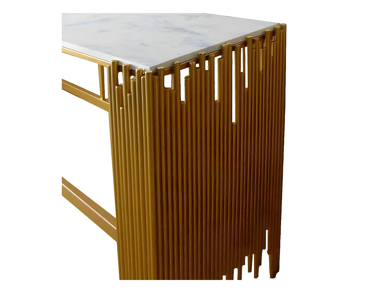 Console Design en Marbre "Albalo" 152cm Or & Blanc