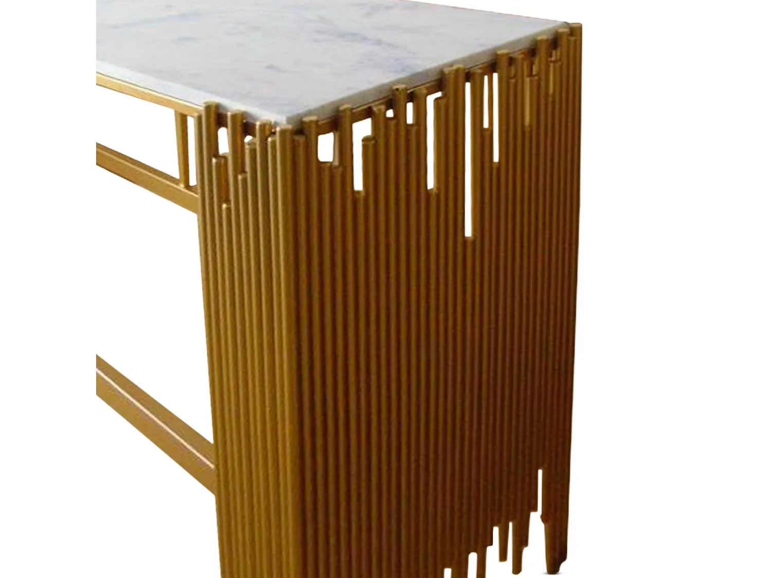 Console Design en Marbre "Albalo" 152cm Or & Blanc