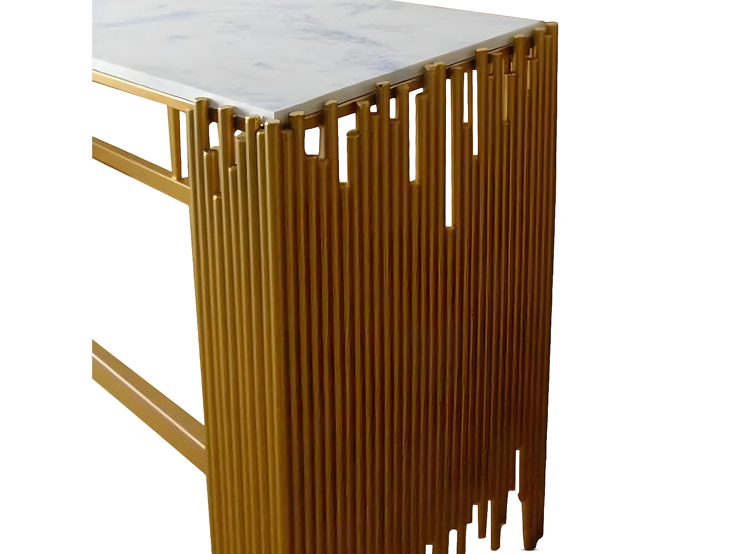 Console Design en Marbre "Albalo" 152cm Or & Blanc
