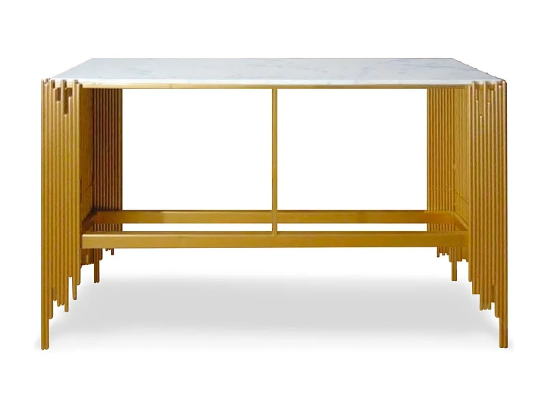 Console Design en Marbre "Albalo" 152cm Or & Blanc