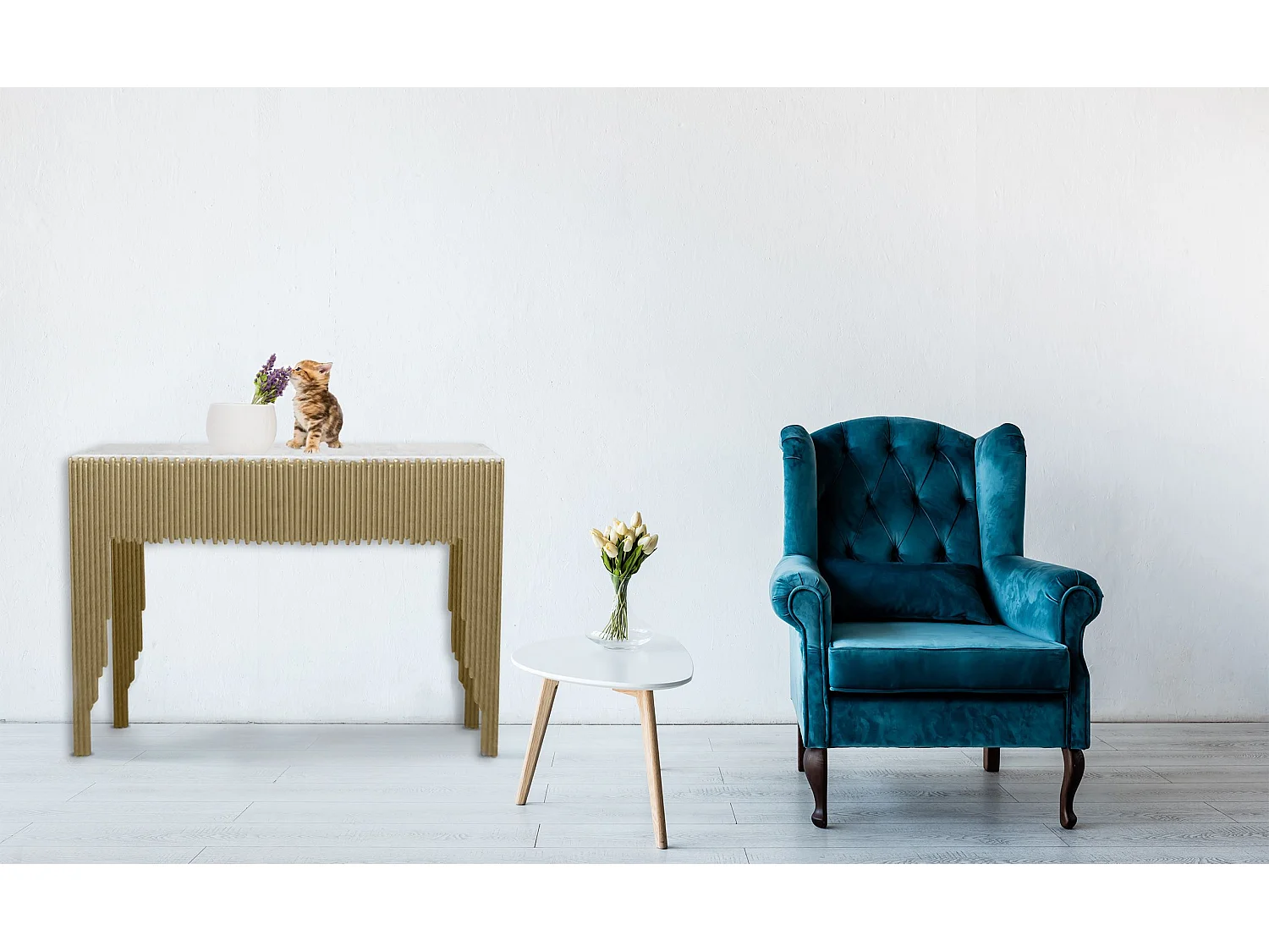 Consolle design Galantine Marmo Bianco Piedi Oro