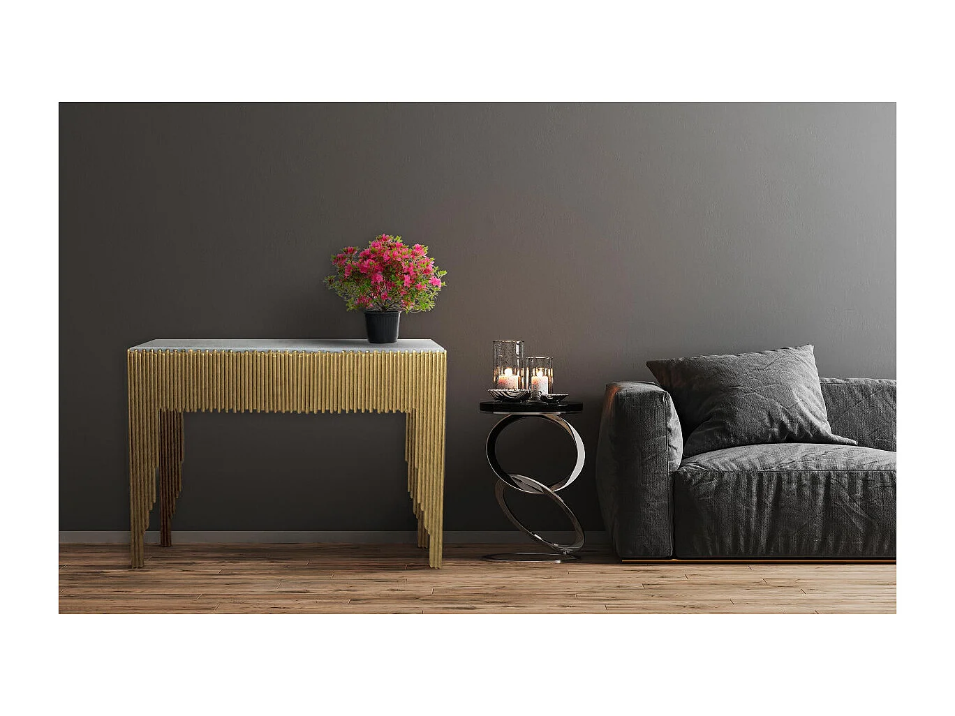 Consolle design Galantine Marmo Bianco Piedi Oro