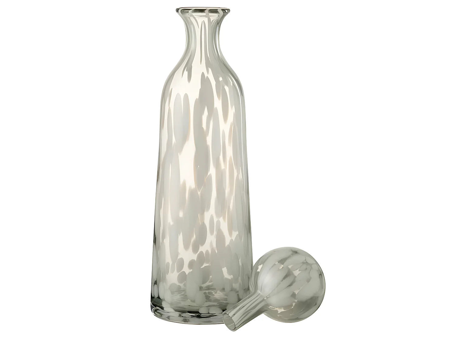 Bouteille en Verre Design "Tâche" 44cm Gris & Blanc
