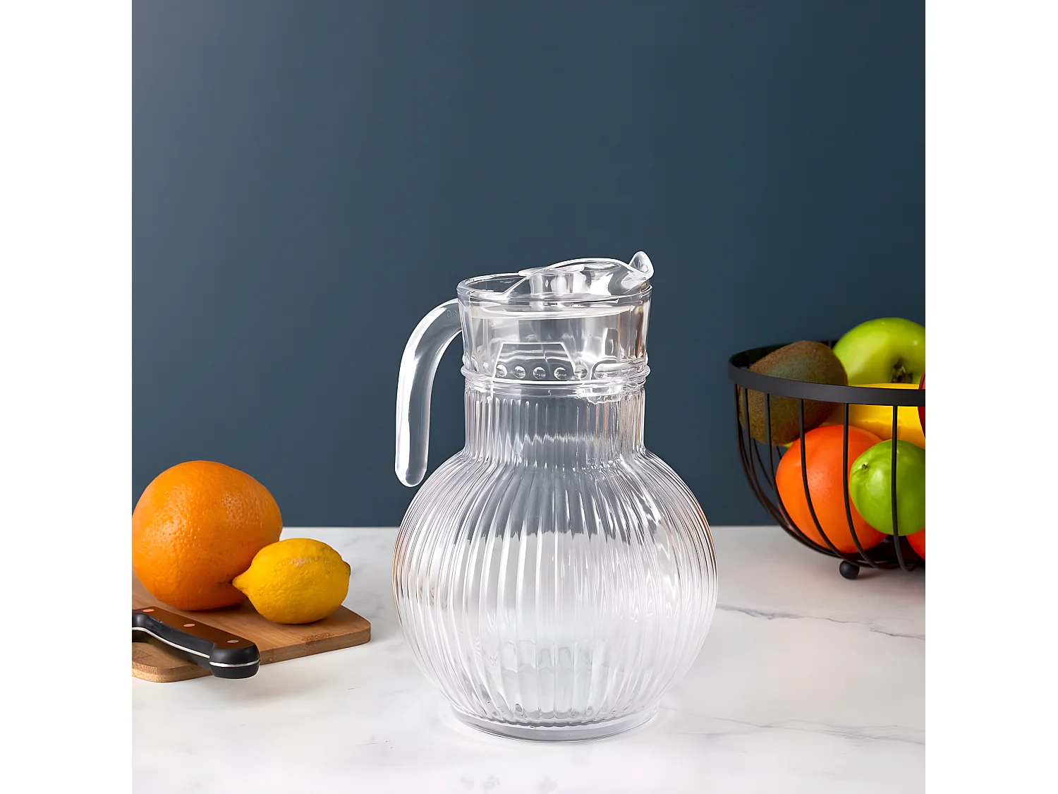 Pichet Design en Verre "Strié" 1,8L Transparent