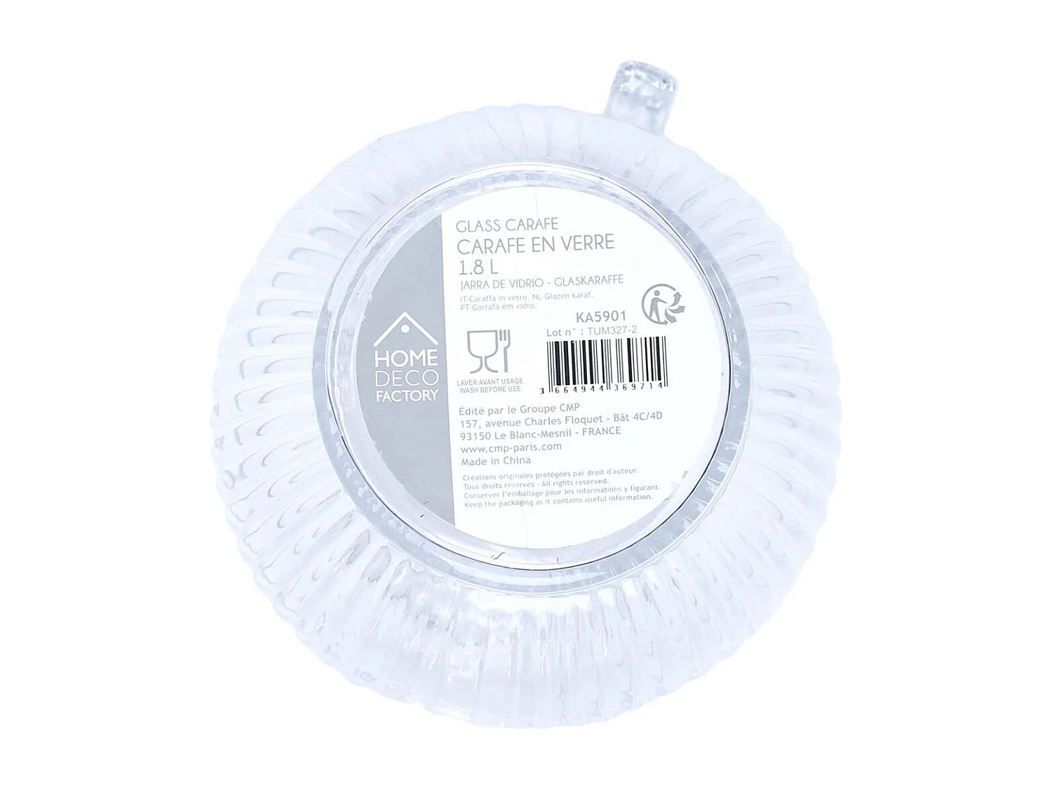 Pichet Design en Verre "Strié" 1,8L Transparent