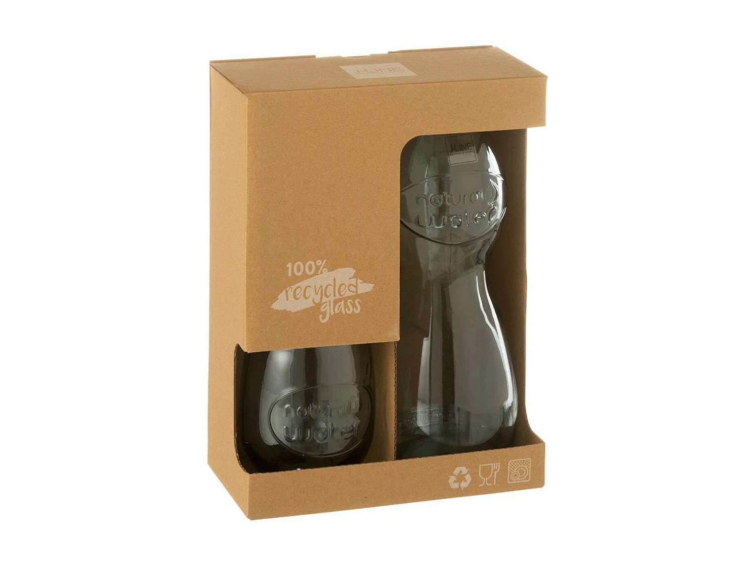 Coffret Bouteille & 2 Verres "Natural Water" 26cm Bleu