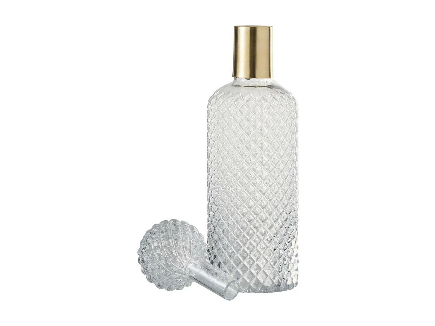 Bouteille Design en Verre "Relief" 37cm Transparent & Or