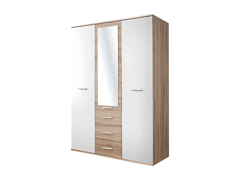 Armoire 3 Portes "Dino" 191cm Chêne & Blanc