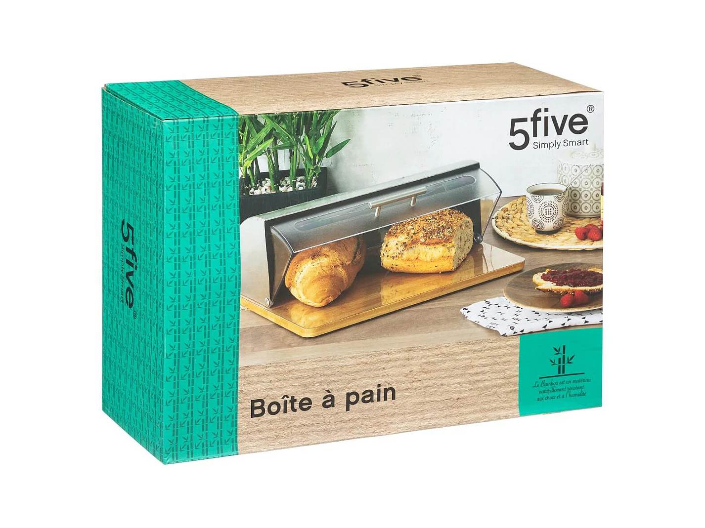 Boîte à Pain "Bambou & Inox" 39cm Naturel
