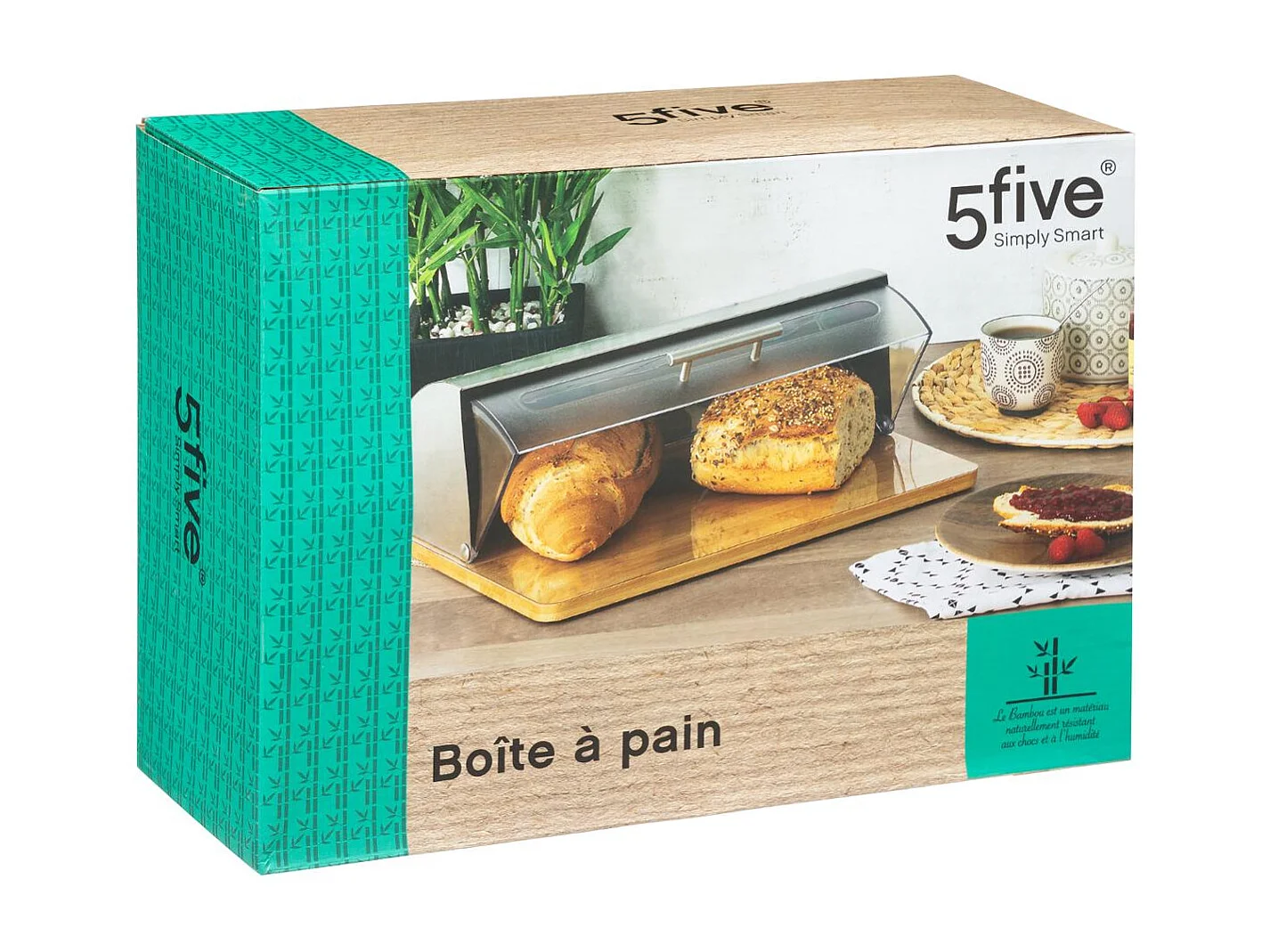Boîte à Pain "Bambou & Inox" 39cm Naturel