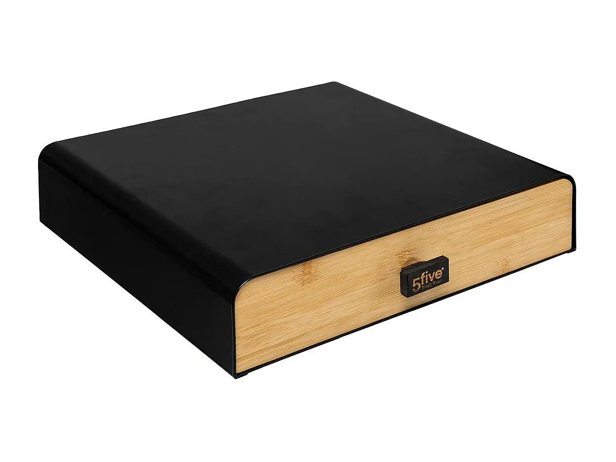 Porte-Capsules Tiroir "Nera" 33cm Noir & Naturel