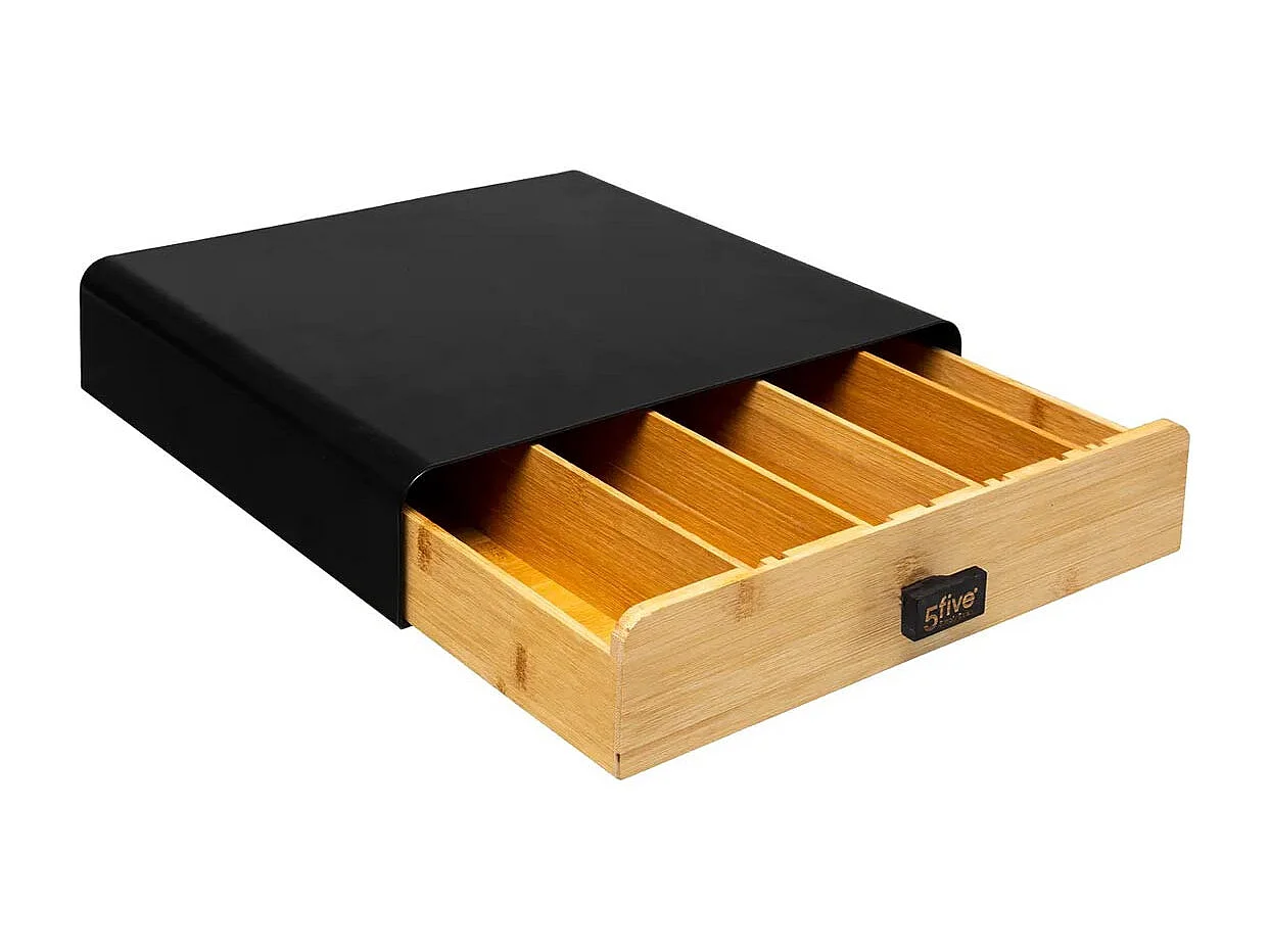 Porte-Capsules Tiroir "Nera" 33cm Noir & Naturel