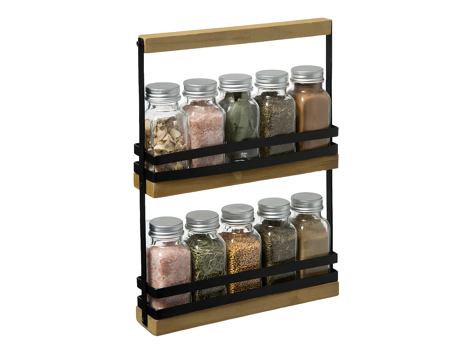 Lot de 10 Pots à Épices "Black Wood" 30cm Naturel