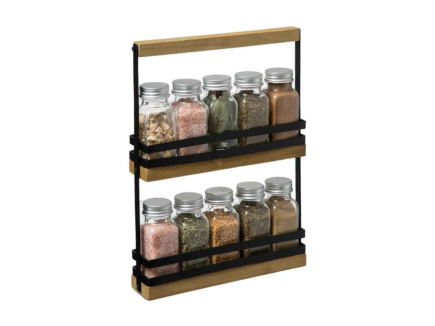 Lot de 10 Pots à Épices "Black Wood" 30cm Naturel