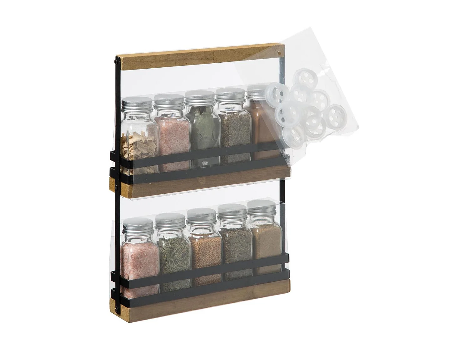 Lot de 10 Pots à Épices "Black Wood" 30cm Naturel