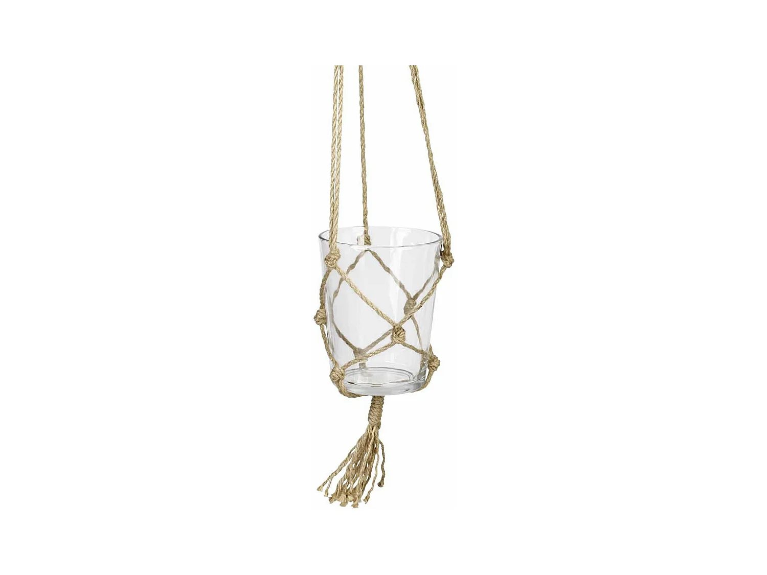 Pot en Verre Suspendu "Chanvre" 13cm Transparent