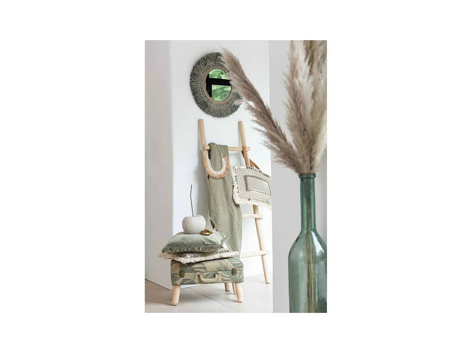 Vase Design en Verre "Carafe" 101cm Vert