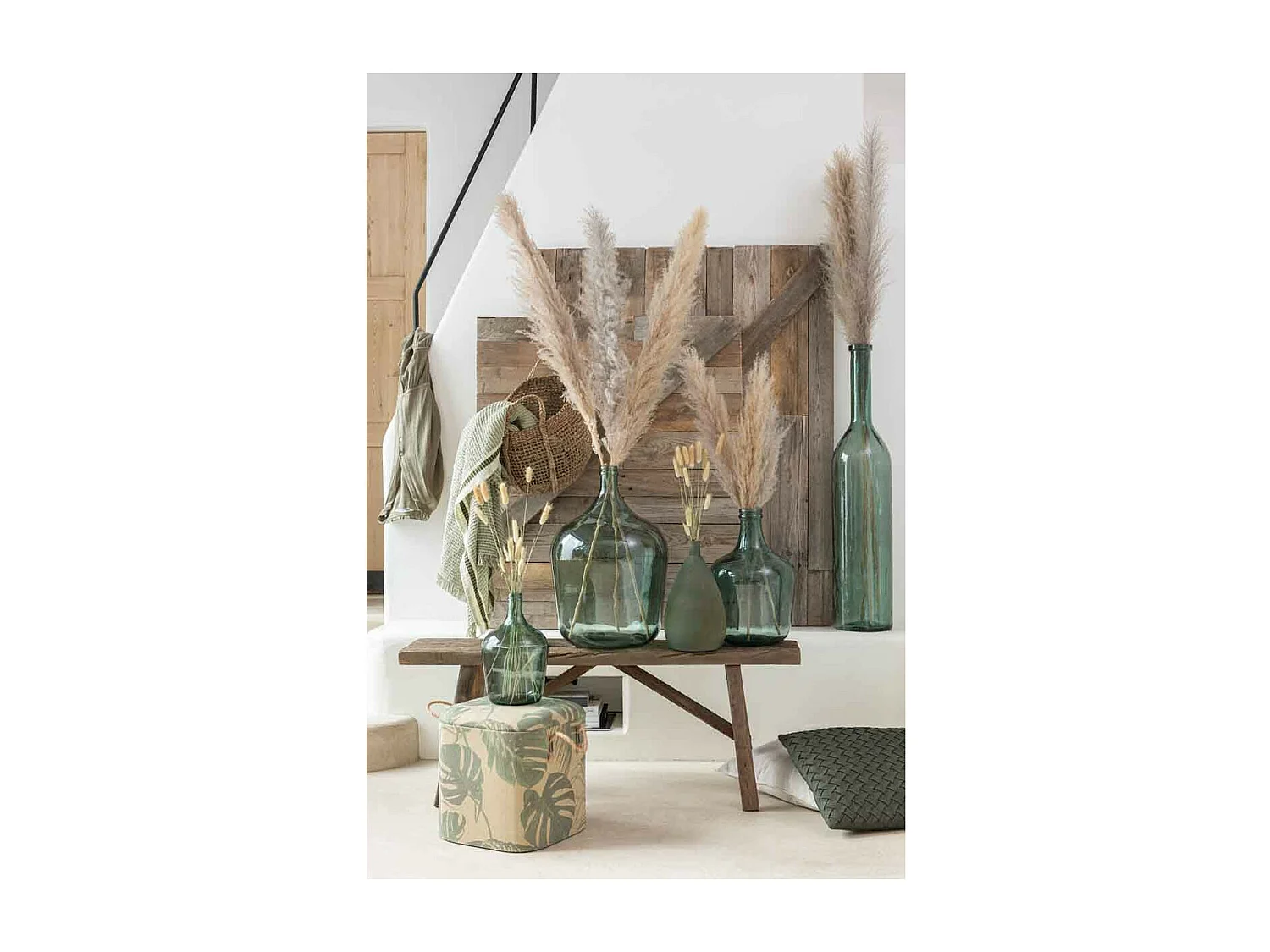 Vase Design en Verre "Carafe" 101cm Vert