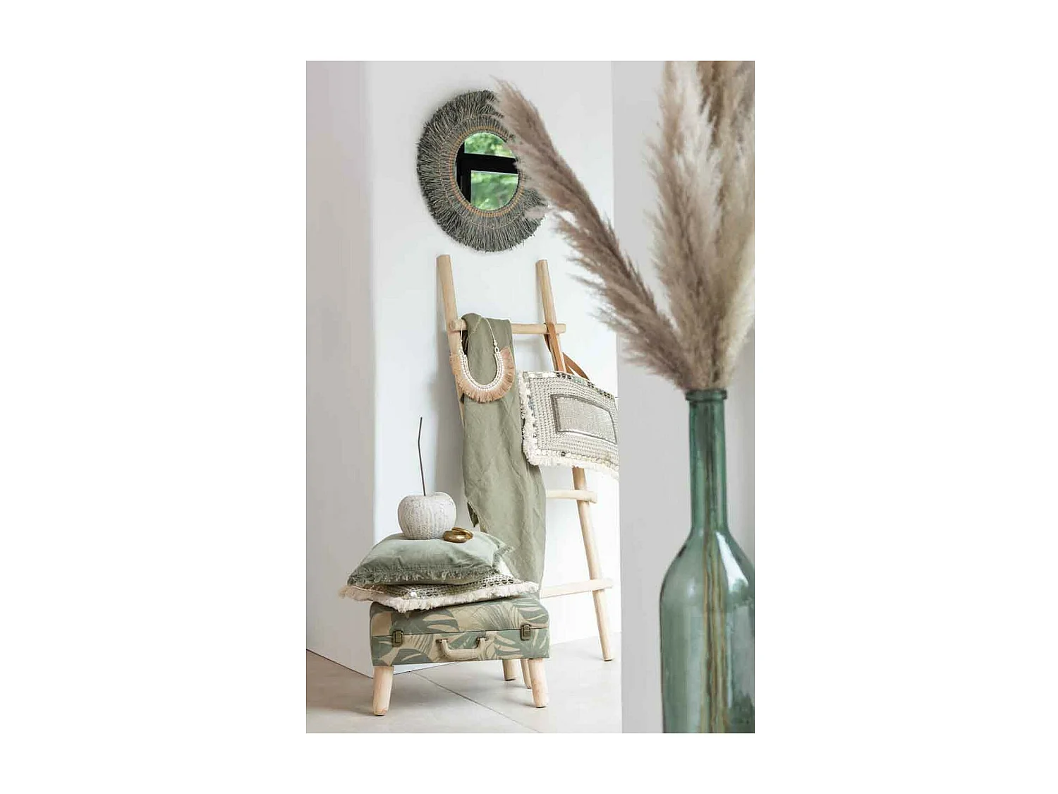 Vase Design en Verre "Carafe" 101cm Vert