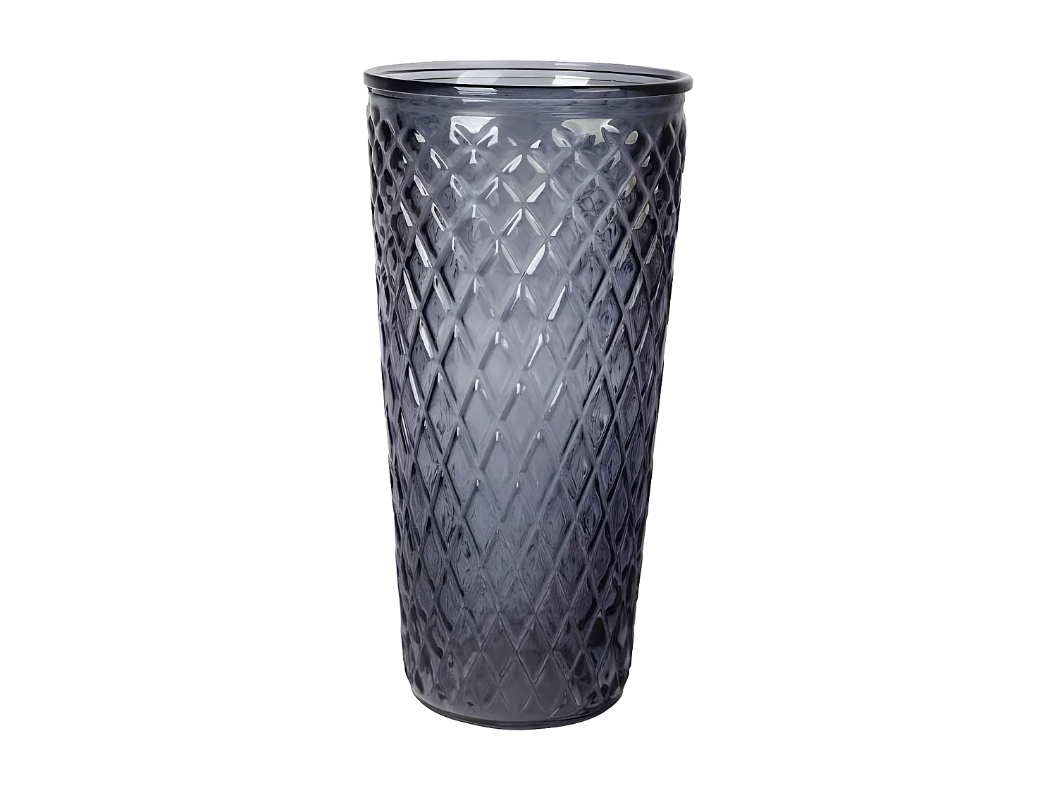 Vase Déco en Verre "Relief Losange" 23cm Gris Foncé