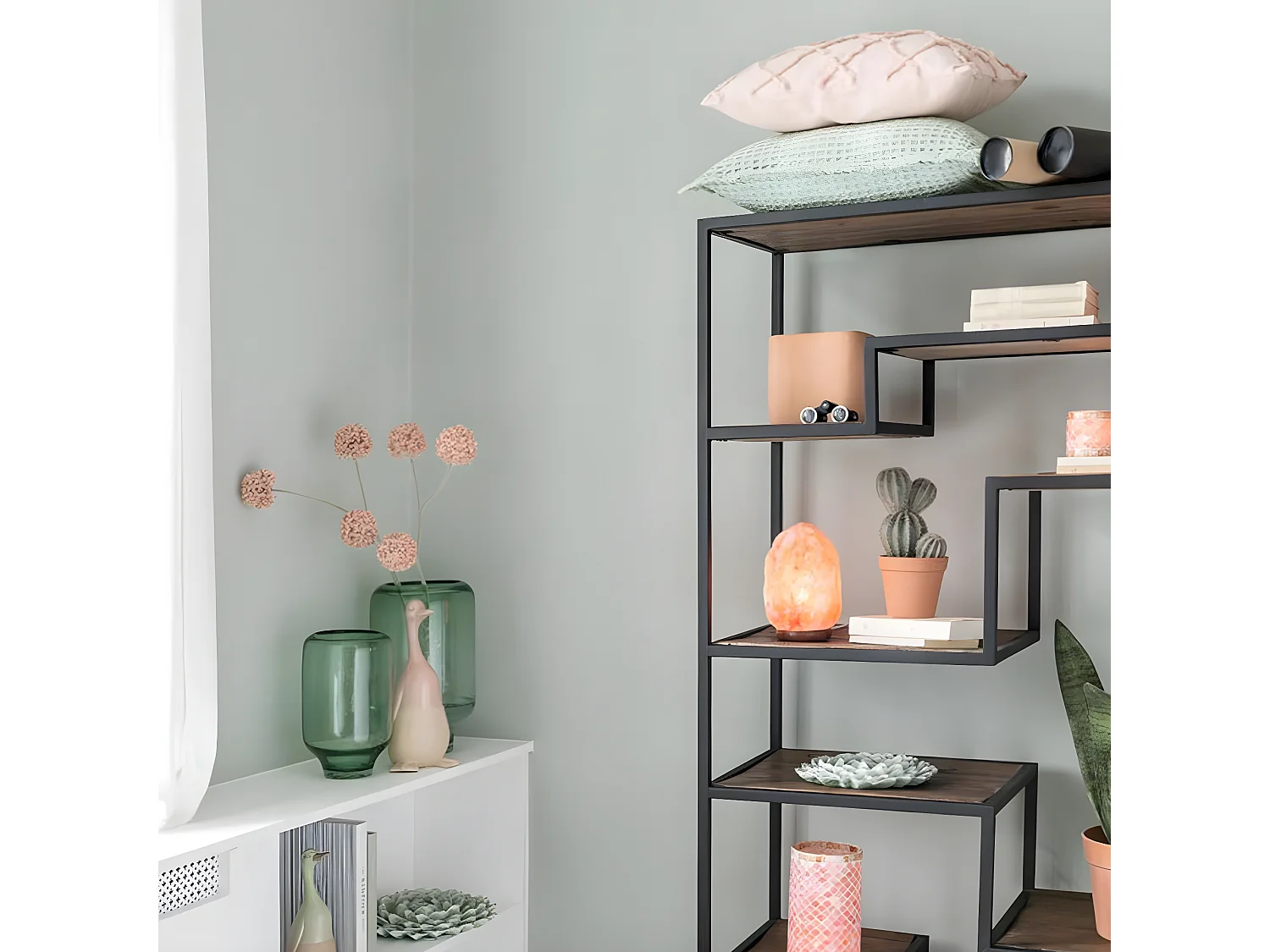 Vase Déco Sur Pied "Nora" 37cm Vert