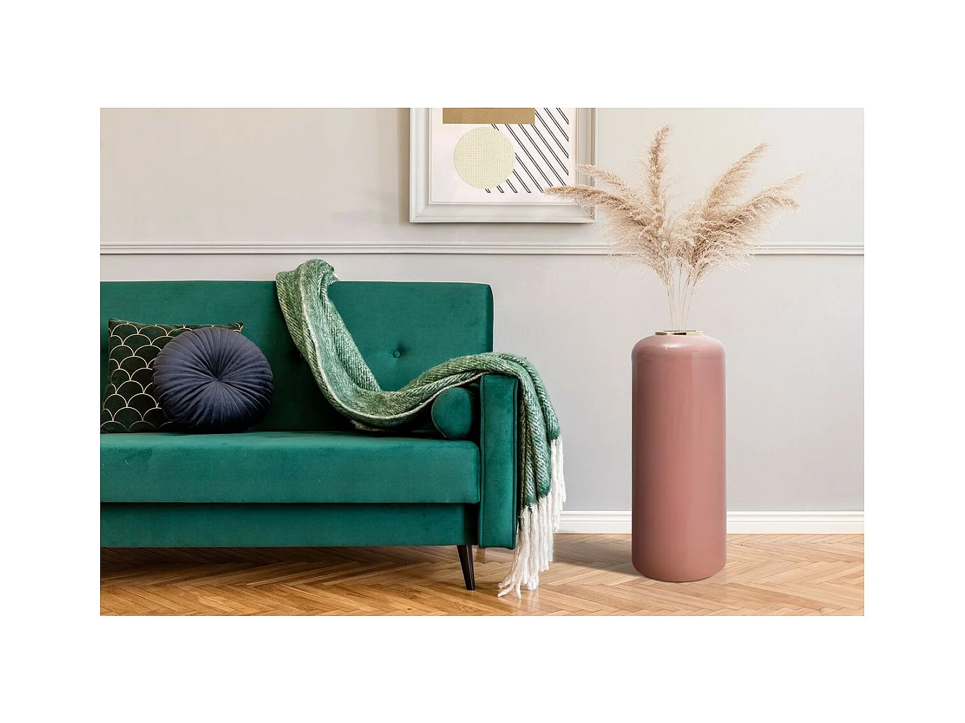 Vase Design "Touna" 81cm Rose & Or