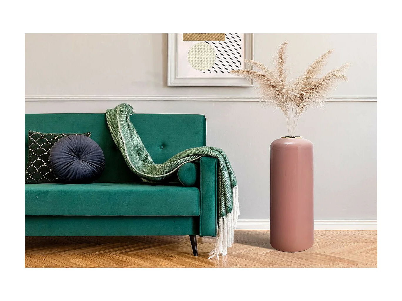 Vase Design "Touna" 81cm Rose & Or