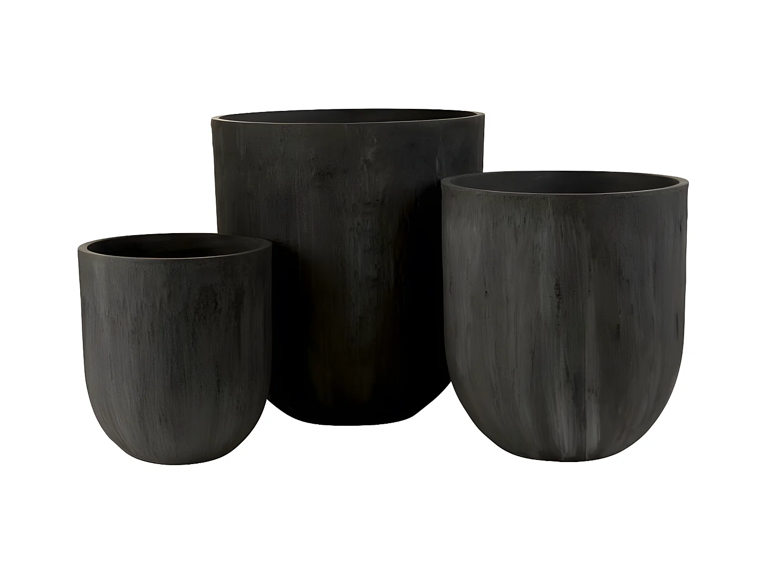Lot de 3 Vases Ronds Design "Zera" 61cm Noir