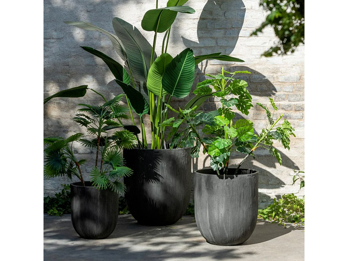 Lot de 3 Vases Ronds Design "Zera" 61cm Noir